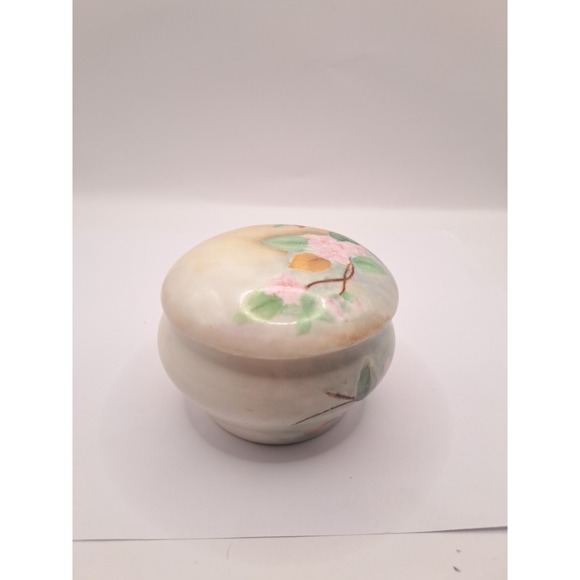 Antique La Seynie Limoges P&P France Pink Dogwood Handpainted Vanity Powder Dish - Picture 5 of 16